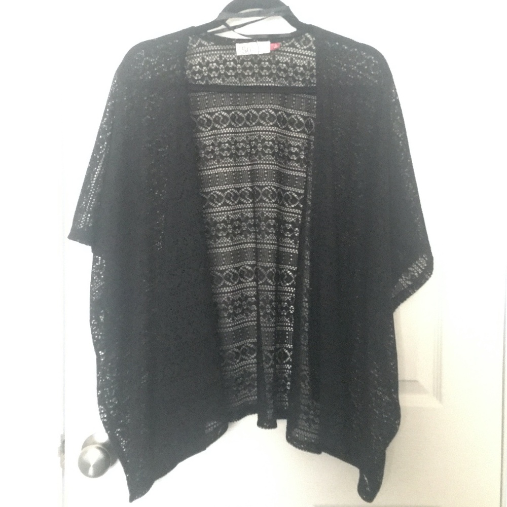 SO Black Mesh Kimono/Cardigan